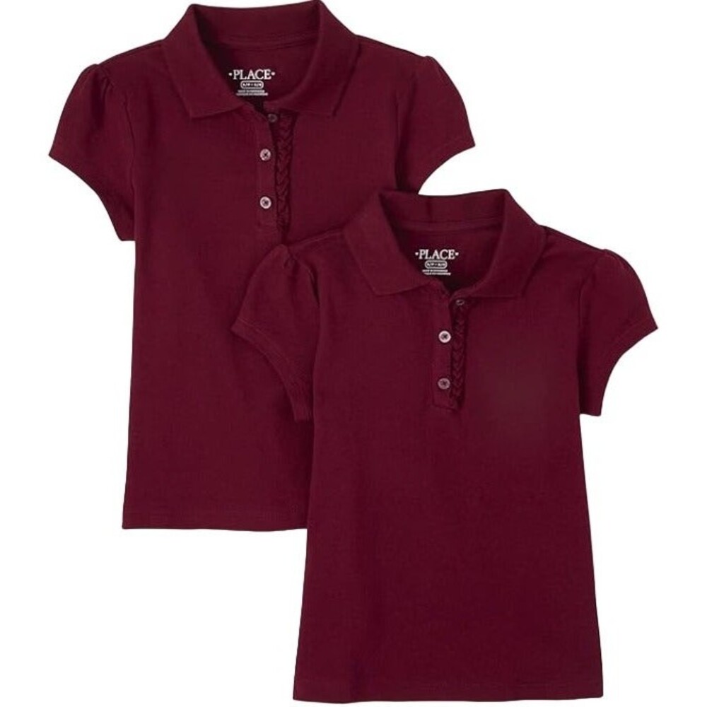 Girl's XL 14 Uniform Ruffle Pique Polo 2 pack short sleeves NEW - Picture 1 of 1